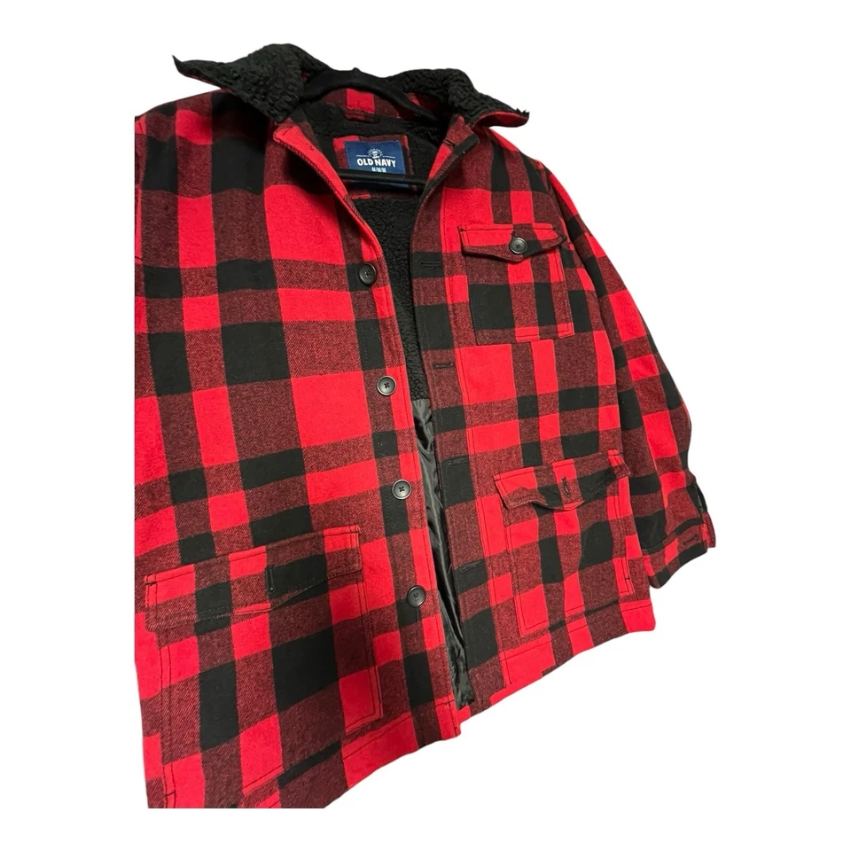 Unisex Red Plaid Coat - By Old Navy. Size (Medium) - Image 2 of 4