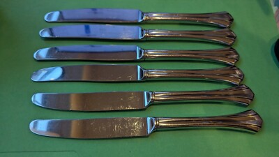 6 Dinner Knives Oneida Deluxe Stainless Flatware Rushmore