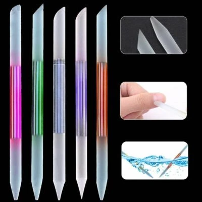 Glass Cuticle Pusher Nail File Double Sided Crystal Glass Nail Tools Pedicure UK