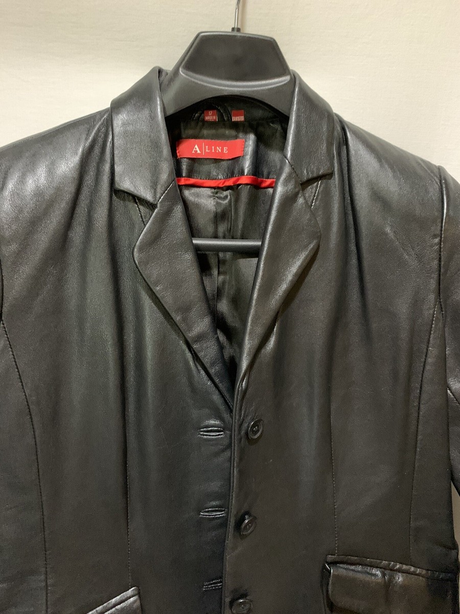 ❤️A | Line Black Leather Jacket Classic Vintage 90's Lamb Soft