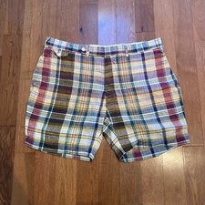 Vintage Polo Ralph Lauren Size 40 India Madras Plaid Linen Shorts