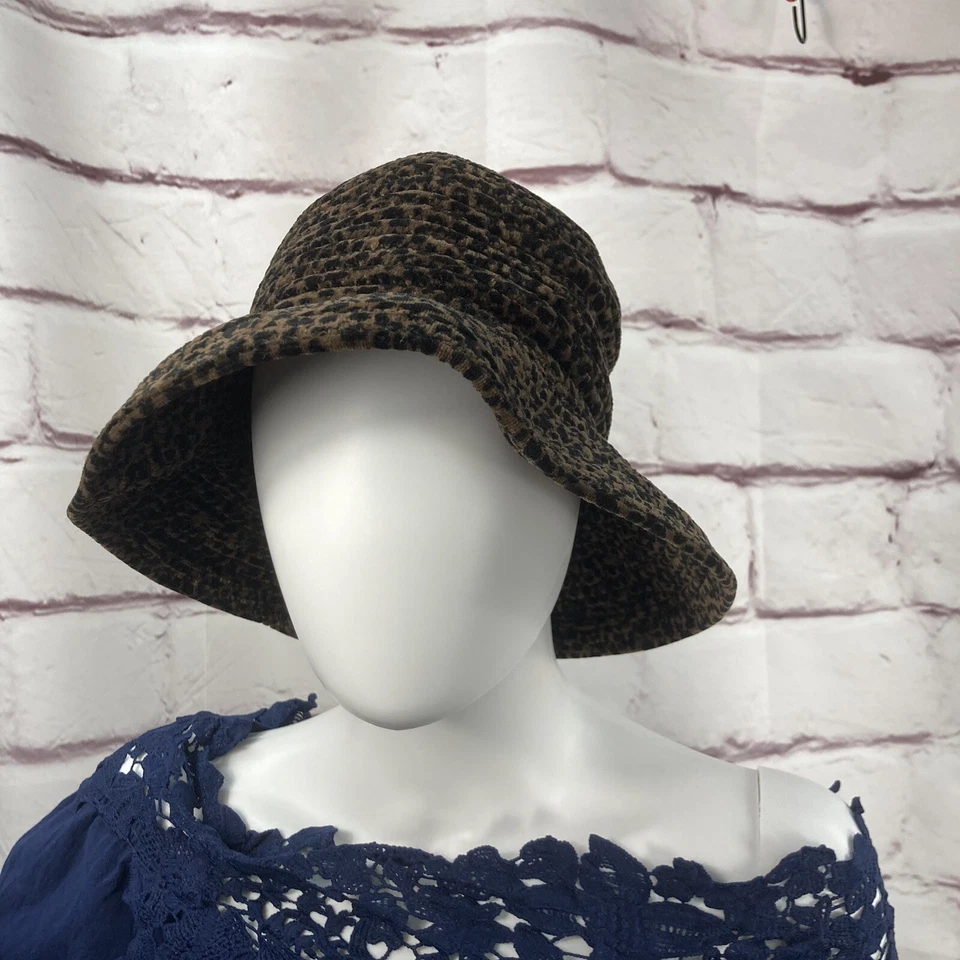 Sombrero de viaje vintage David Cohen estampado animal leopardo talla única marrón negro terciopelo Foto 2 de 4