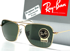 NEW Ray Ban Caravan Shiny Gold Metal G-15 Green Lens Sunglass RB3136 001
