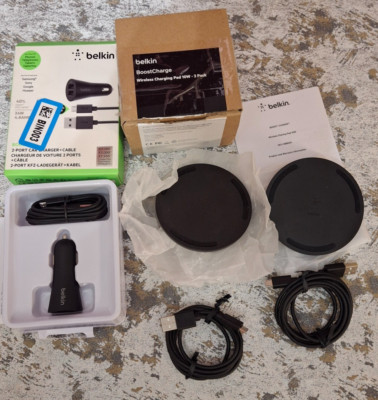 Belkin BoostCharge Wireless Charging Pad 10W 2-Pack w/ 2-Port Charger MicroUSB