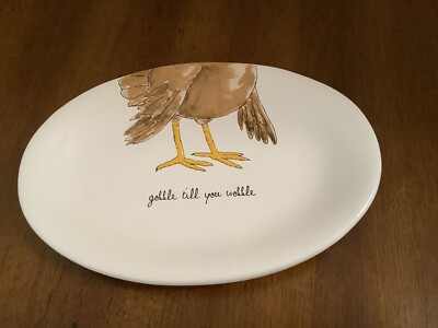 Rae Dunn  GOBBLE TILL YOU WOBBLE Oval Appetizer Plate Dish