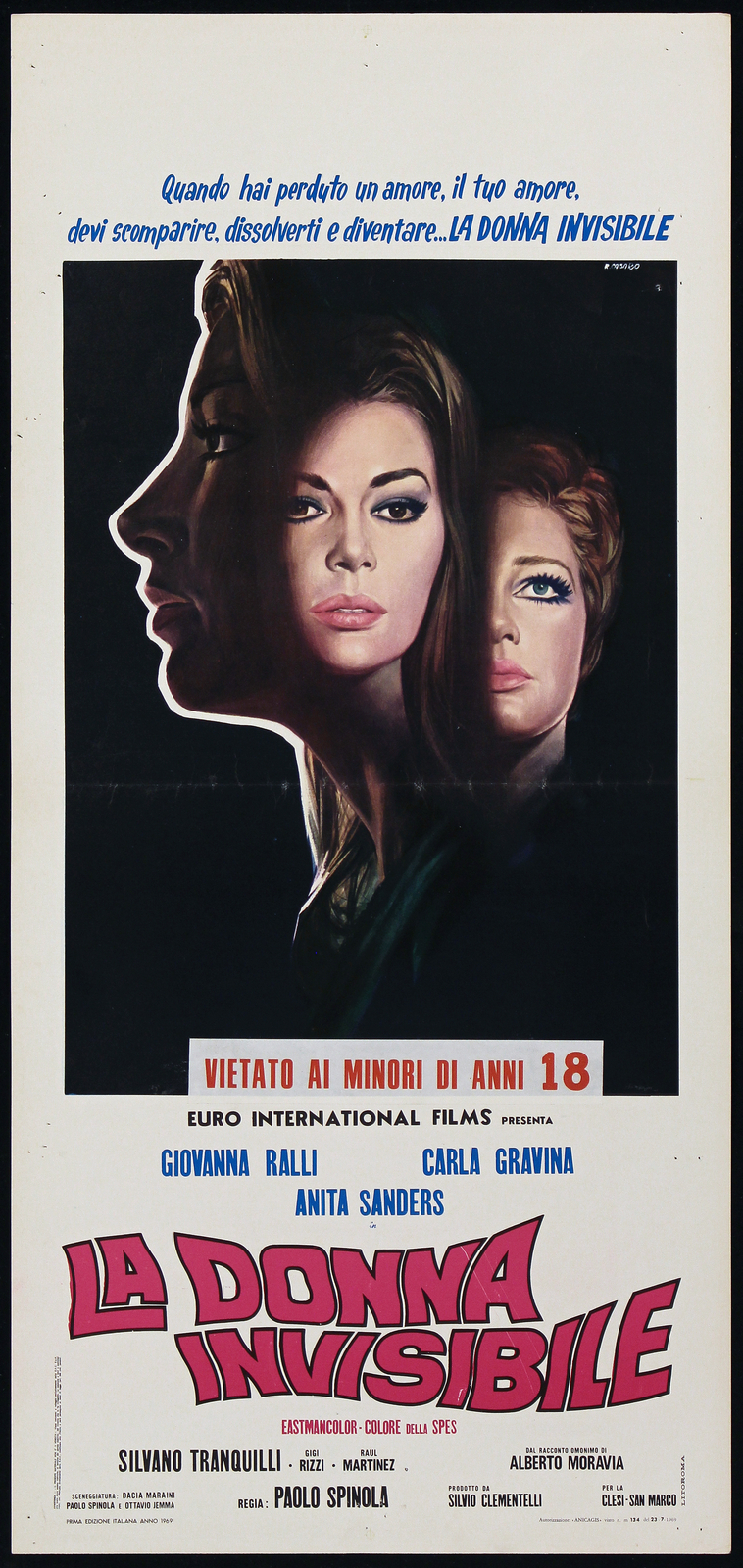 Locandina originale film La donna invisibile (1969) - Regia di Paolo Spinola