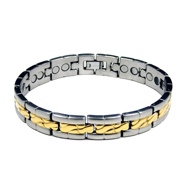 ACCENTS KINGDOM MEN'S TWO TONE POWER TITANIUM GOLF BRACELET T1 eBay