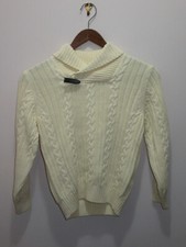 GYMBOREE BOYS SWEATER SHAWL COLLAR CABLE KNIT IVORY SIZE S 5-6 100 COTTON