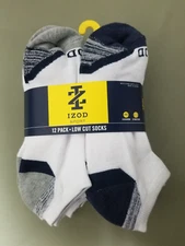 New IZOD Sport Mens 12 Pair Low Cut Socks.