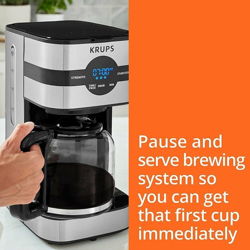 Krups Simply Brew 10-Cup Digital Drip Coffee Maker | Stainless Steel - Picture 7 of 8