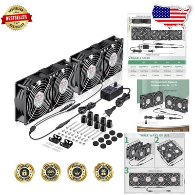#ad #ad Powerful 120mm 4 Fan AC Cooler w Variable Speed 2200 RPM Dual Ball Bearing $161.99