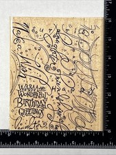 Stampin Up Happy Birthday Greetings Rubber Mounted Stamp Background