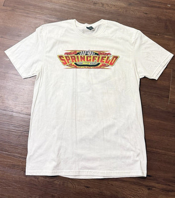 Gildan Softstyle Springfield Mile Motorcycle Racing Graphic Tee White L Cotton