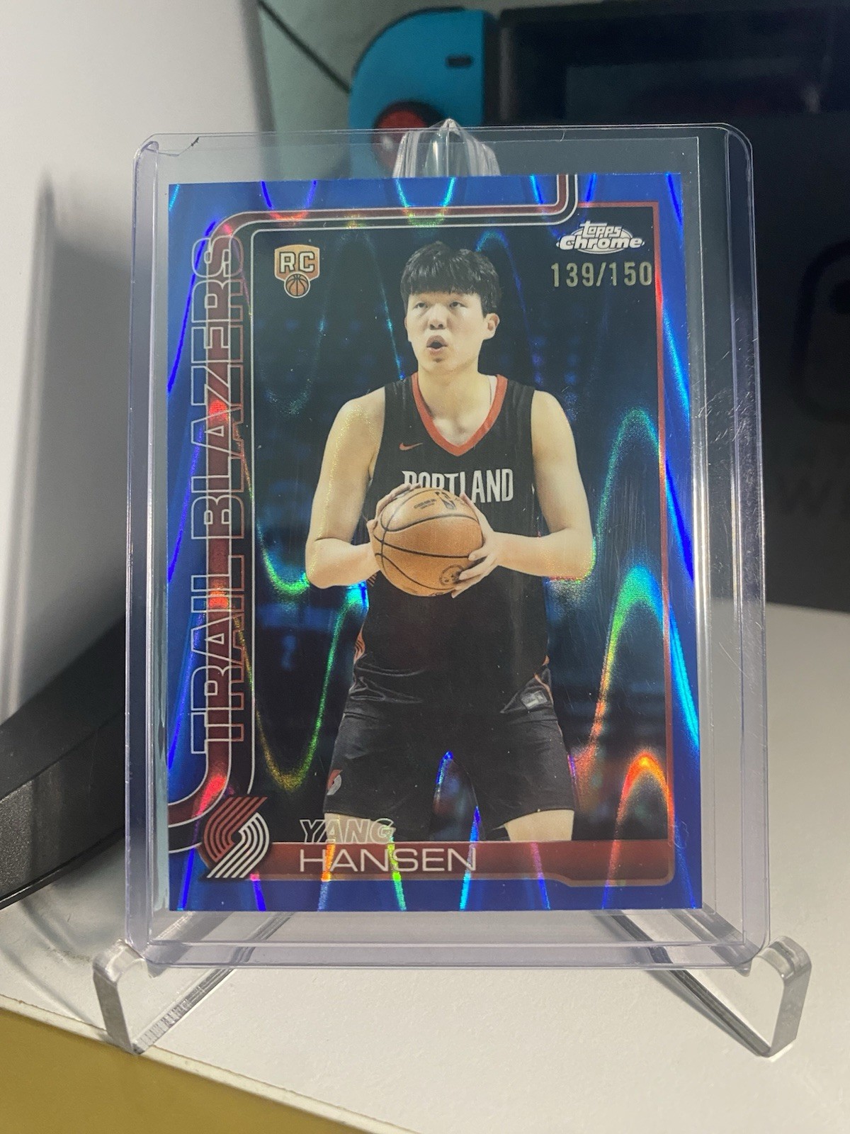 2025 Topps Chrome Yang Hansen #266 Rookie Blue Raywave /150 Trail Blazers