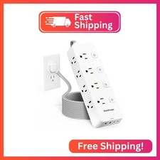 10 Ft Surge Protector Power Strip - 8 Widely AC Outlet 4 USB Ports 2 USB C , Fla