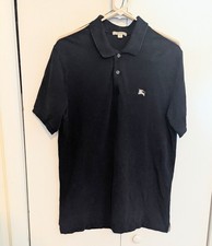 Burberry Brit Polo Shirt Mens Size M Black Classic Fit Nova Check Logo Cotton