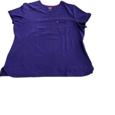 Scrubstar Womens Short Sleeve V Neck Workwear Medical Scrub Top Purple Size 3XL