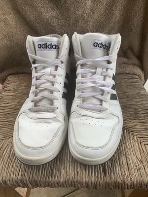 Adidas Hoops 2.0 Mid Mens Size 11 White Black Basketball Shoes Sneakers