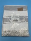 FOLKULTURE Cabana Stripe Shower Curtain 72x72 Gray White Tassel Fringe New — photo 1