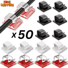 50x Self Adhesive Cable Clips Mounts Wire Conduit Tubing Nylon Sticky Pads UK