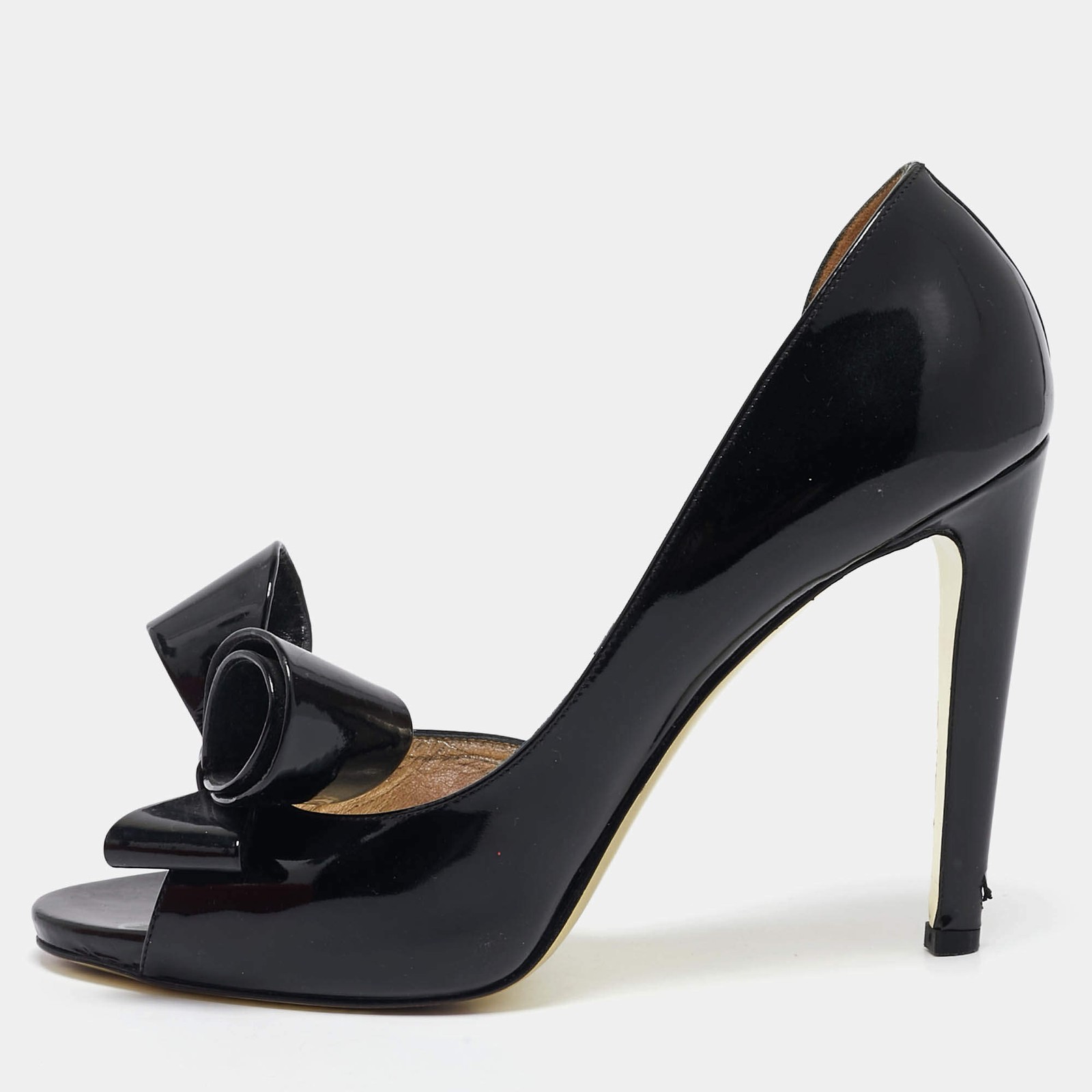 Valentino Black Patent Leather Bow Dorsay Pumps Size 38