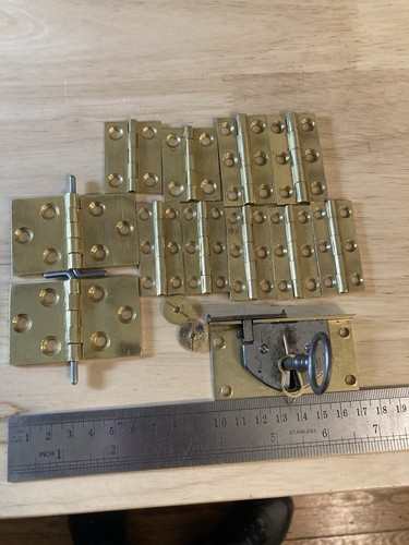 Lot of Antique Forte Piano  Parts Hardware Hinges And Lock Circa 1820