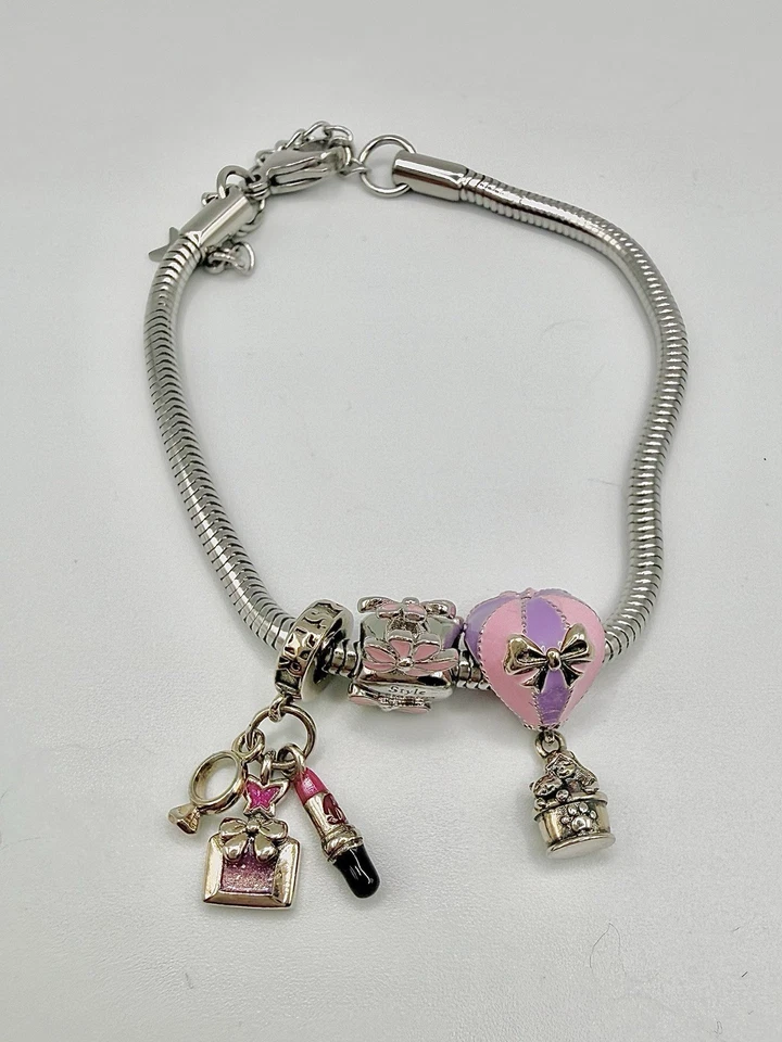 3fach Charm Anhänger Parfum + filigrane Accessoires m. Armband 16+5 cm 🎀 - Bild 2 von 4