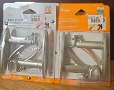 Kenney Curtain Rod Brackets Easy Install Adjustable 5/8 New 2 Pack X 4 Nickel