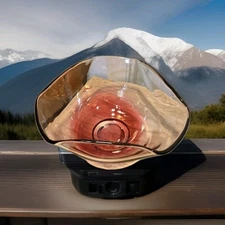 Vintage Anchor Hocking Red Accent Clear Glass Chip and Dip Bowl Set