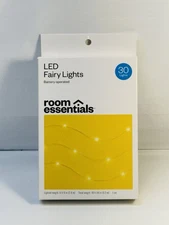 Room Essentials LED Dewdrop Fairy String Lights 30 Count Warm White Silver Wire