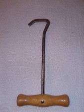 Wood Handle Sturdy Boot Strap Metal Hook Puller Cowboy Equestrian Riding