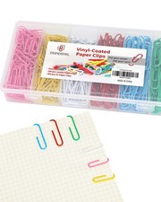 PAPERPAL Colorful Vinyl Coated Paper Clips, 540 Paperclips Per Box Jumbo  1...