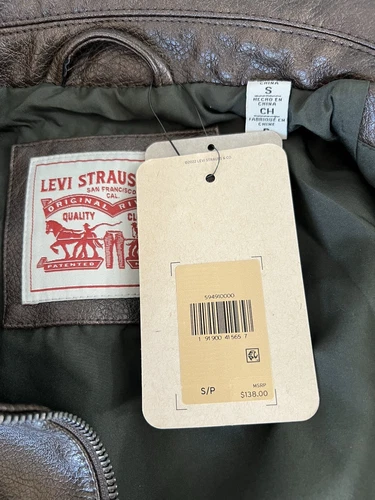 NEW Men's Levi's Faux Leather Trucker Jacket - Small - Brown - Style LM0OU638 image 8
