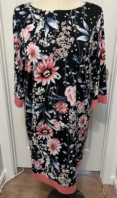 Croft & Barrow Women s Plus Size XXL (2X) Black Floral Dress ~ New w/Tags