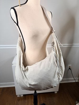 REBECCA MINKOFF Bone White Trailing Tassels Nylon Large Hobo Shoulder Bag new
