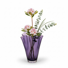 Vase Glass Wavy Purple Glass Vase Flower Vase Hand Blown Signature Purple Table