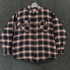 Wrangler Shacket Men's Medium Black Plaid Quilted Lined Flannel Jacket Shirt