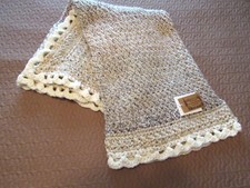 NEW with tags handmade crochet lap throw blanket with scalloped edge