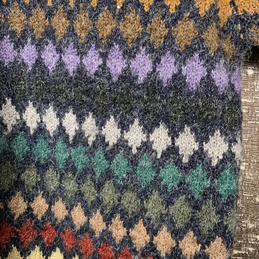 Cárdigan suéter vintage Dressbarn colorido tejido diamantes preppy para mujer M Foto 2 de 4