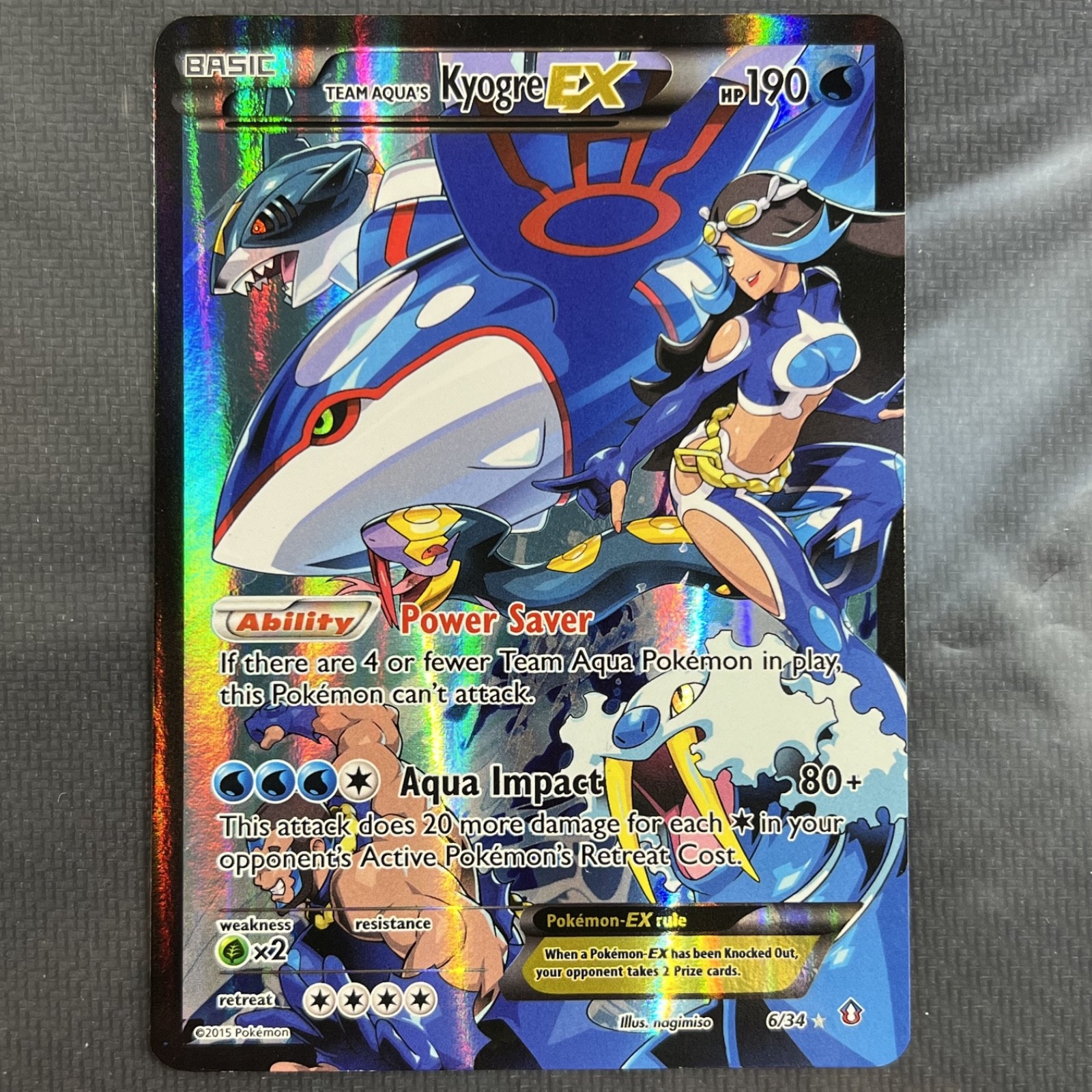 Team Aqua's Kyogre EX 6/34 Double Crisis DCR Full Art UR English Pokemon TCG CCG