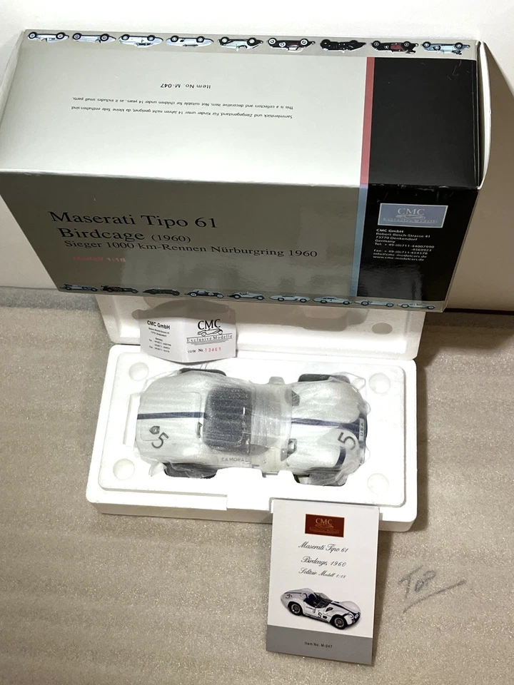 CMC GmbH 1:18 M-047 Maserati Type 61 BIRDCAGE 1960 Sol/Mo Unused NEW in Box NICE - image 3 of 4