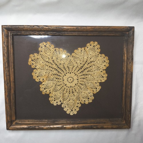 Antique Item Is A Handmade Pineapple Heart-shaped Crochet Doily. Vintage Decor