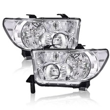 Headlights Toyota Tundra 2007-2013 White Cover White Frame Reflector Pair