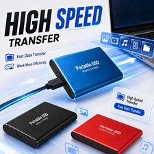 External SSD USB 3.0 Type C Storage Hard Drive Laptop Mac PC Plug Play Disk Gift