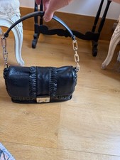 DIOR Miss Dior New Lock Ruffle Trim Shoulder Bag in Black Lambskin