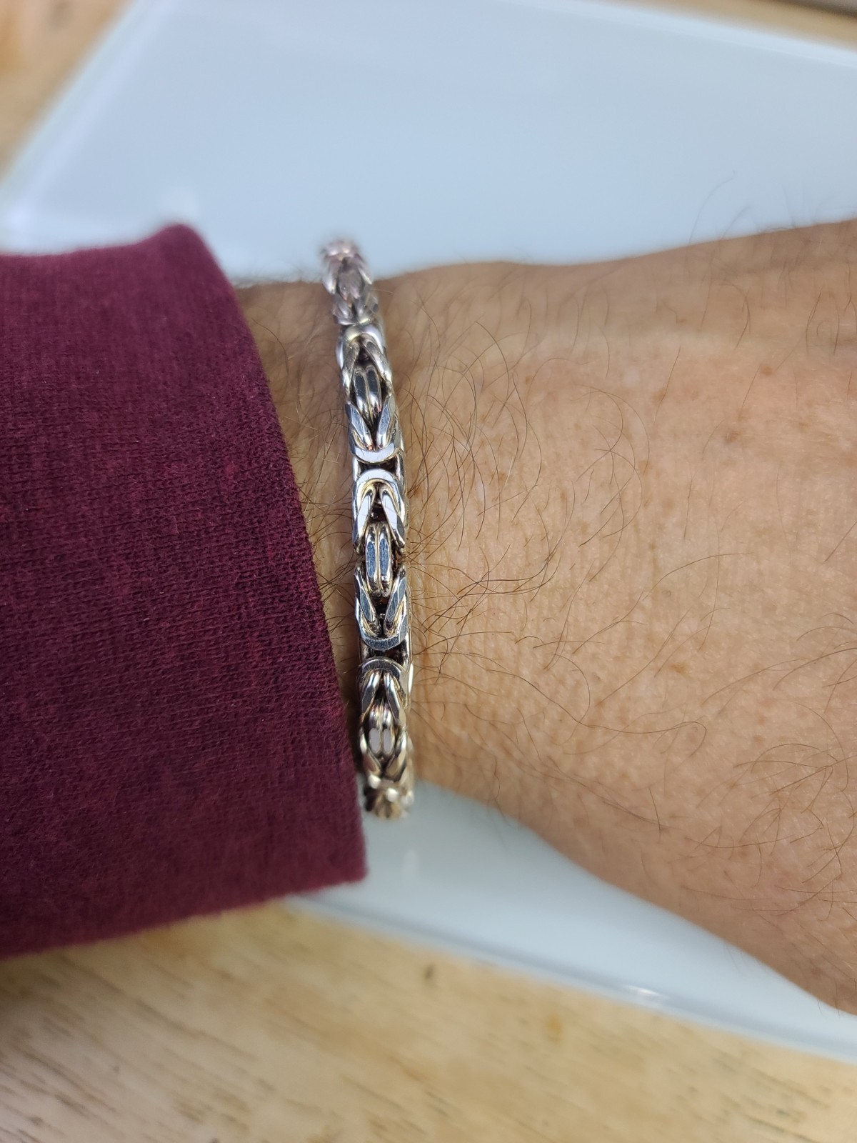 Sterling 925 Solid Silver Byzantine Chain 5mm Bra… - image 3