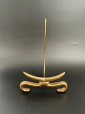 Vintage Mid Century Chinoiserie Chinese Brass Easel Plate Artwork Stand