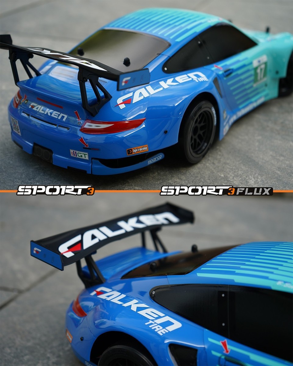 HPI Sport 3 Porsche 911 GT3 RSR Falken Brushed 1/10 4wd RC Car