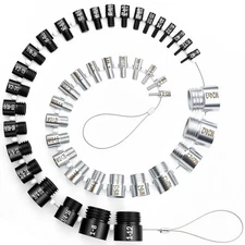 Nut and Bolt Thread 45 Gauges - 24 Inch & 21 Metric, Silver + Black 