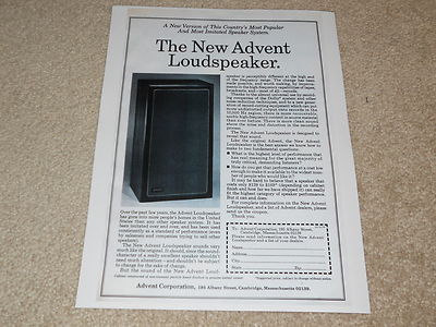 Advent Loudspeaker Ad, 1979, 1 page, Article, Info, Rare Ad!